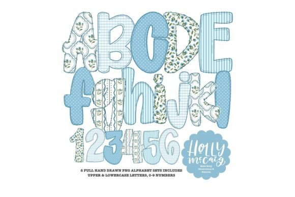 Download Cottage Chic Doodle Alphabet - Blue Font - Doodle Collection
