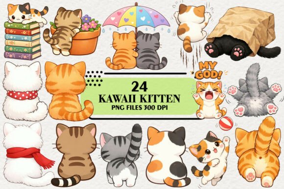 Download Kawaii Kitten Lovers Clipart Bundle - Bundle Collection