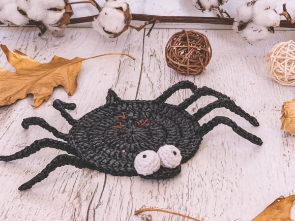 Download Crochet Coaster Spider 3D Halloween PDF - Halloween pdf Collection