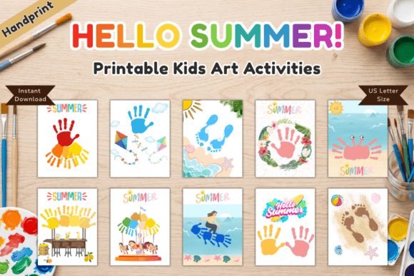 Download Summer Activities Handprint Art Bundle - Bundle Collection