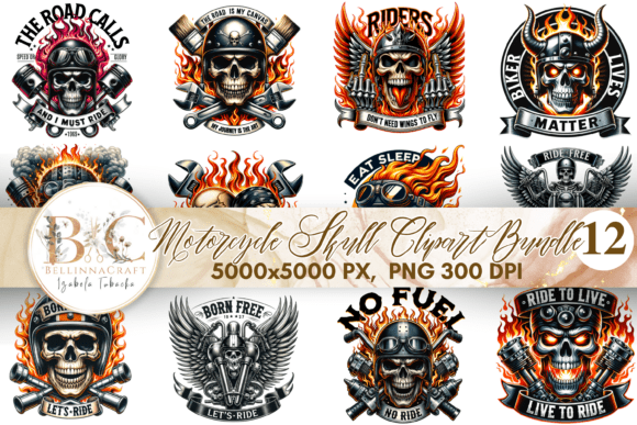 Download Motorcycle Skull Clipart Bundle PNG - Bundle Collection