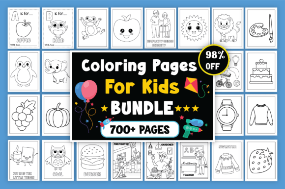 Download Coloring Pages for Kids Bundle–700+ Page - Bundle Collection