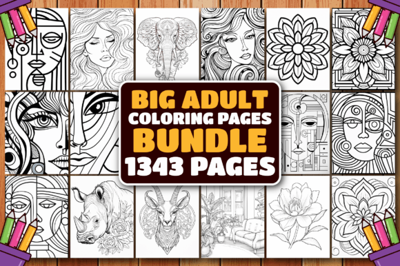Download BIG New 1343 Adult Coloring Pages Bundle - Bundle Collection