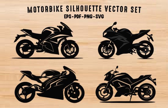 Download Motorbike Black Silhouette Vector Bundle - Bundle Collection