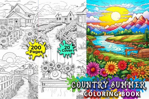 Download 200 Cozy Country Summer Coloring Page Bundle - Kdp - Bundle Collection