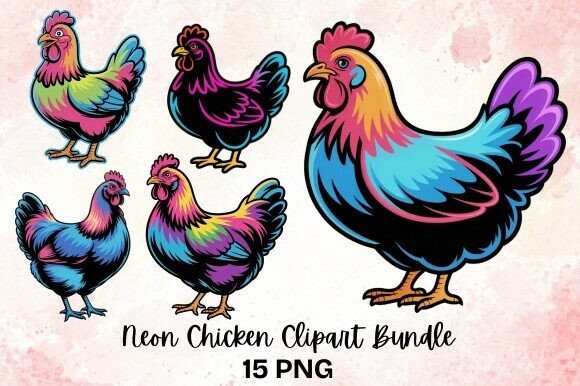 Download Neon Chicken Clipart Bundle - Bundle Collection