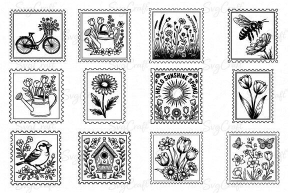 Download Spring Postal Stamps SVG Bundle - Bundle Collection