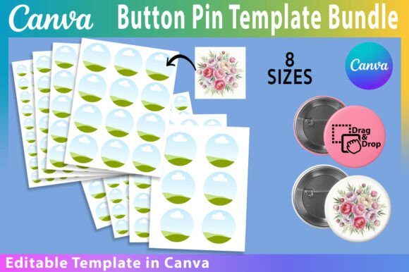 Download Button Pin Template BUNDLE, Canva Frame - Bundle Collection