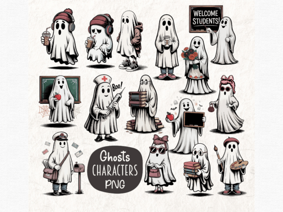 Download Cute Ghost Characters Clipart Bundle - Bundle Collection