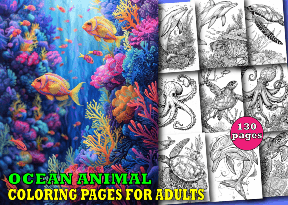 Download Ocean Animal Coloring Book for Adults V2 - Animal coloring book Collection