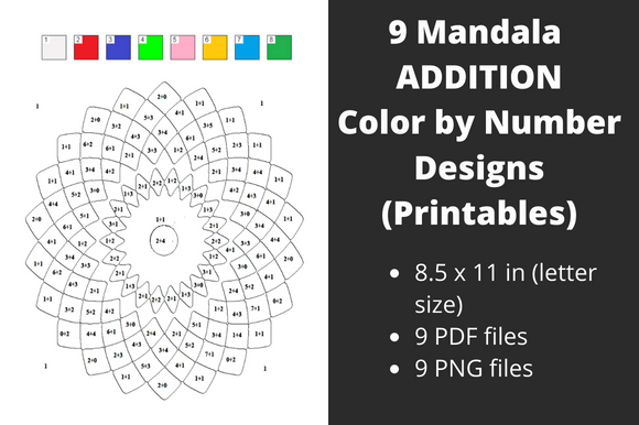Download Addition Color by Number Mandalas - Mandala Collection