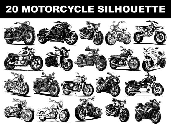 Download 20 Motorcycle Silhouette Bundle - Bundle Collection