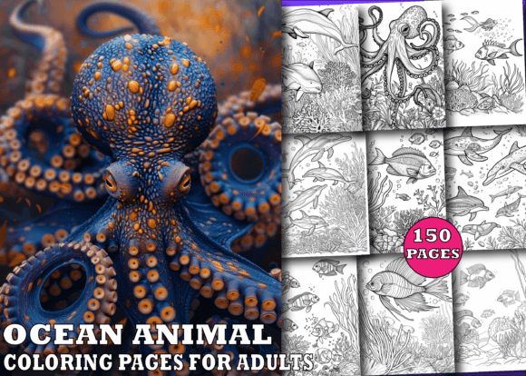 Download Ocean Animal Coloring Book for Adults - Animal coloring book Collection