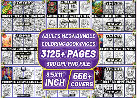Download 3125 Adults Mega Coloring Pages Bundle - Bundle Collection
