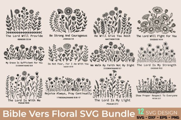 Download Bible Verse Floral SVG Bundle - Bundle Collection