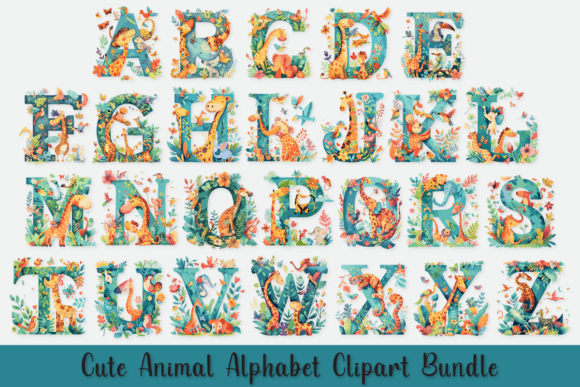 Download Cute Animal Alphabet Clipart Bundle - Bundle Collection