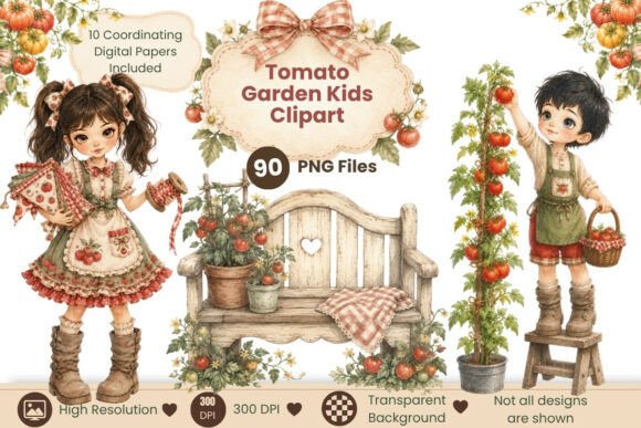 Download Tomato Garden Kids Clipart Bundle - Bundle Collection