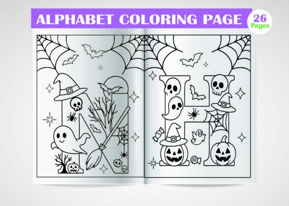 Download Halloween Coloring Page ALPHABET (a-Z) - Premium Resources