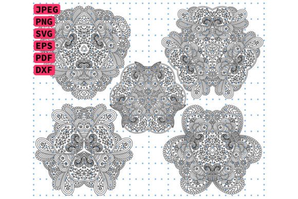 Download Set of 5 Zentangle Mandala Coloring Book - Mandala Collection