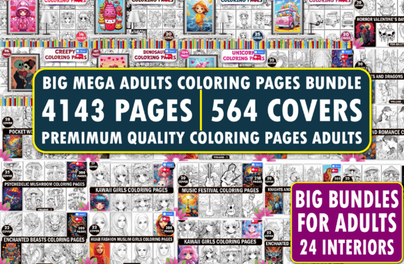 Download 4143 Mega Adults Coloring Pages Bundle - Bundle Collection