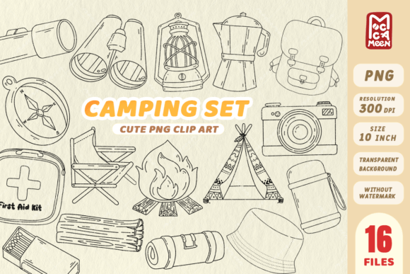 Download Summer Camping Set Doodle Line Art - Doodle Collection